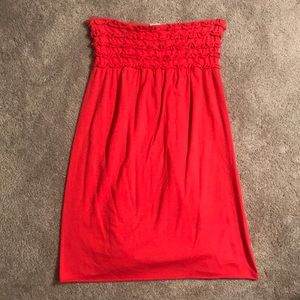 Coral strapless cover up